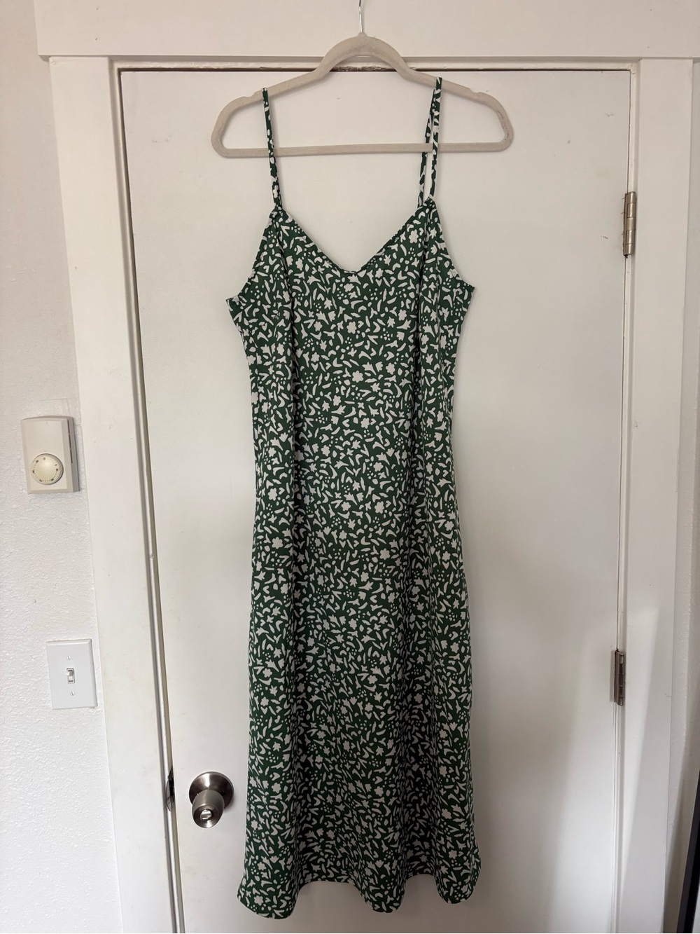 Floral Midi Slip Dress Green & White XL